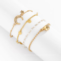 Fashion Pearl Alloy Pingente Bracelet, jóias de diamantes de diamante de lantejoulas geométricas personalizadas de metal geométrico
